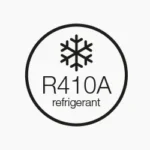 Icon for R410a refrigerant used in heat pump systems.