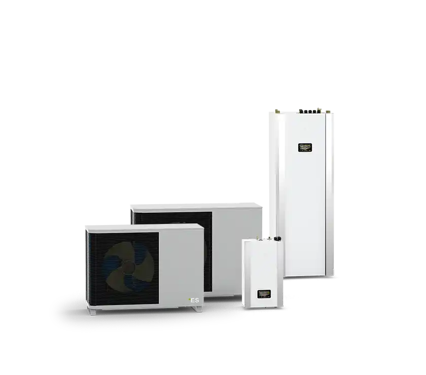 R32 split heat pump series showing outdoor and indoor units.