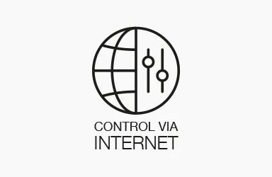 Icon showing internet control for remote heat pump monitoring and management.