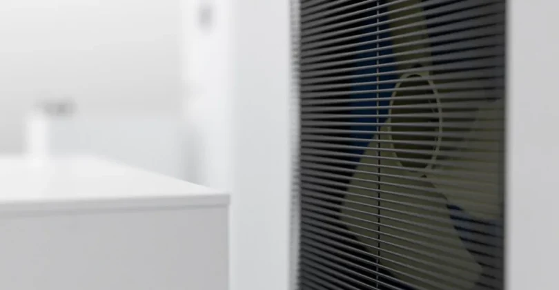 Close-up at outdoor unit.