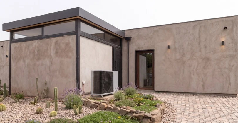 ES EnergySave heat pump installed outside Casa Chucao, a passive house in Chile