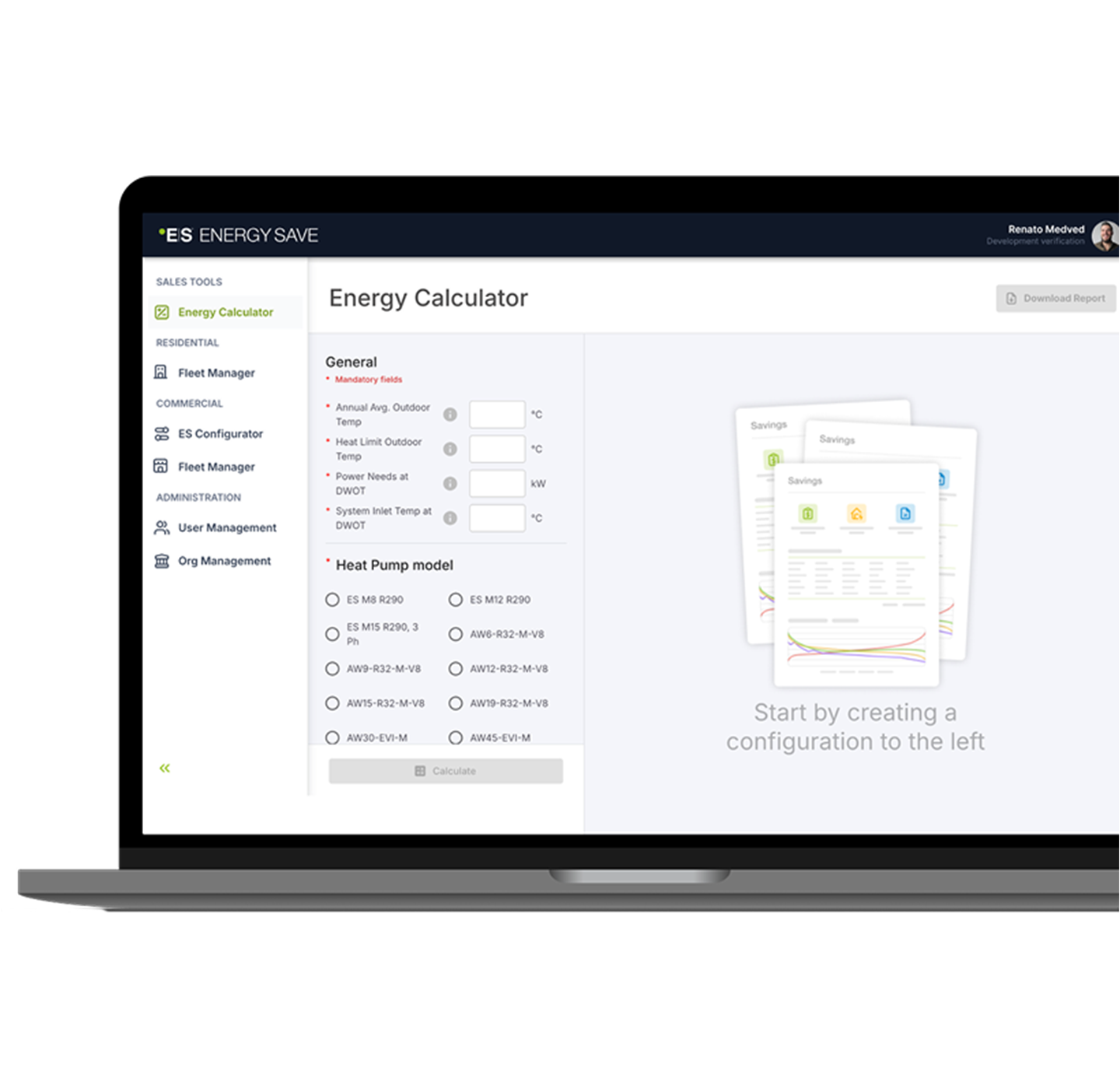 ES Calculator user interface.