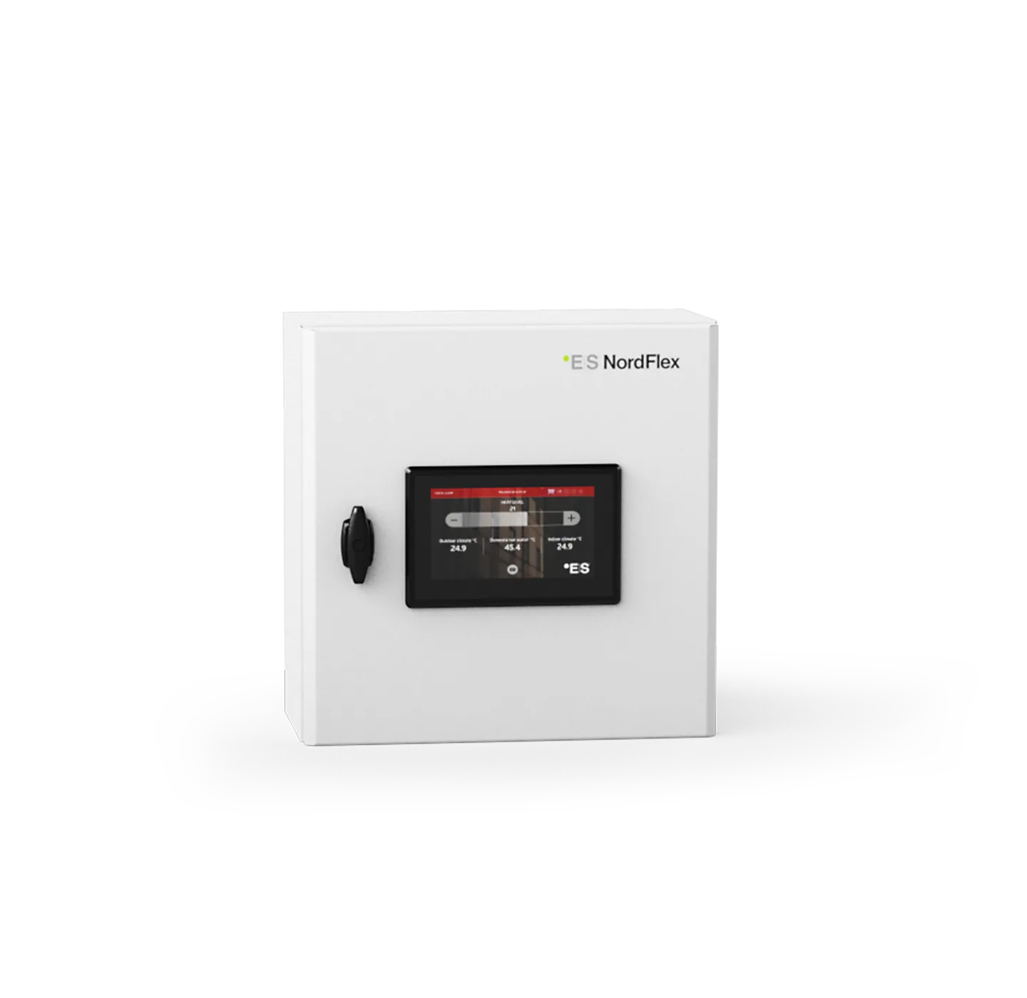 Product image of ES NordFlex control cabinet with display on front.