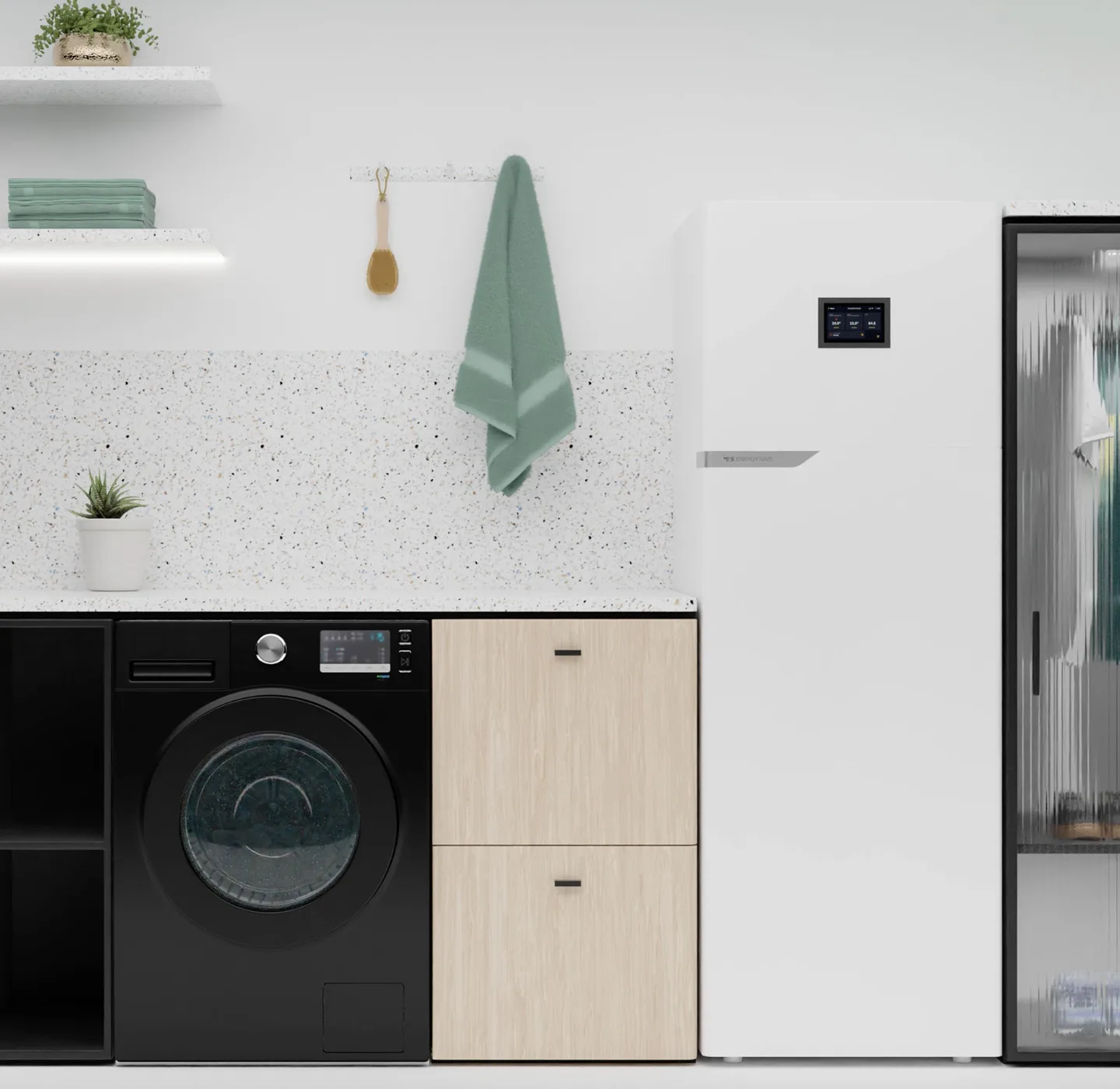 250L indoor unit in a laundry room with modern design.