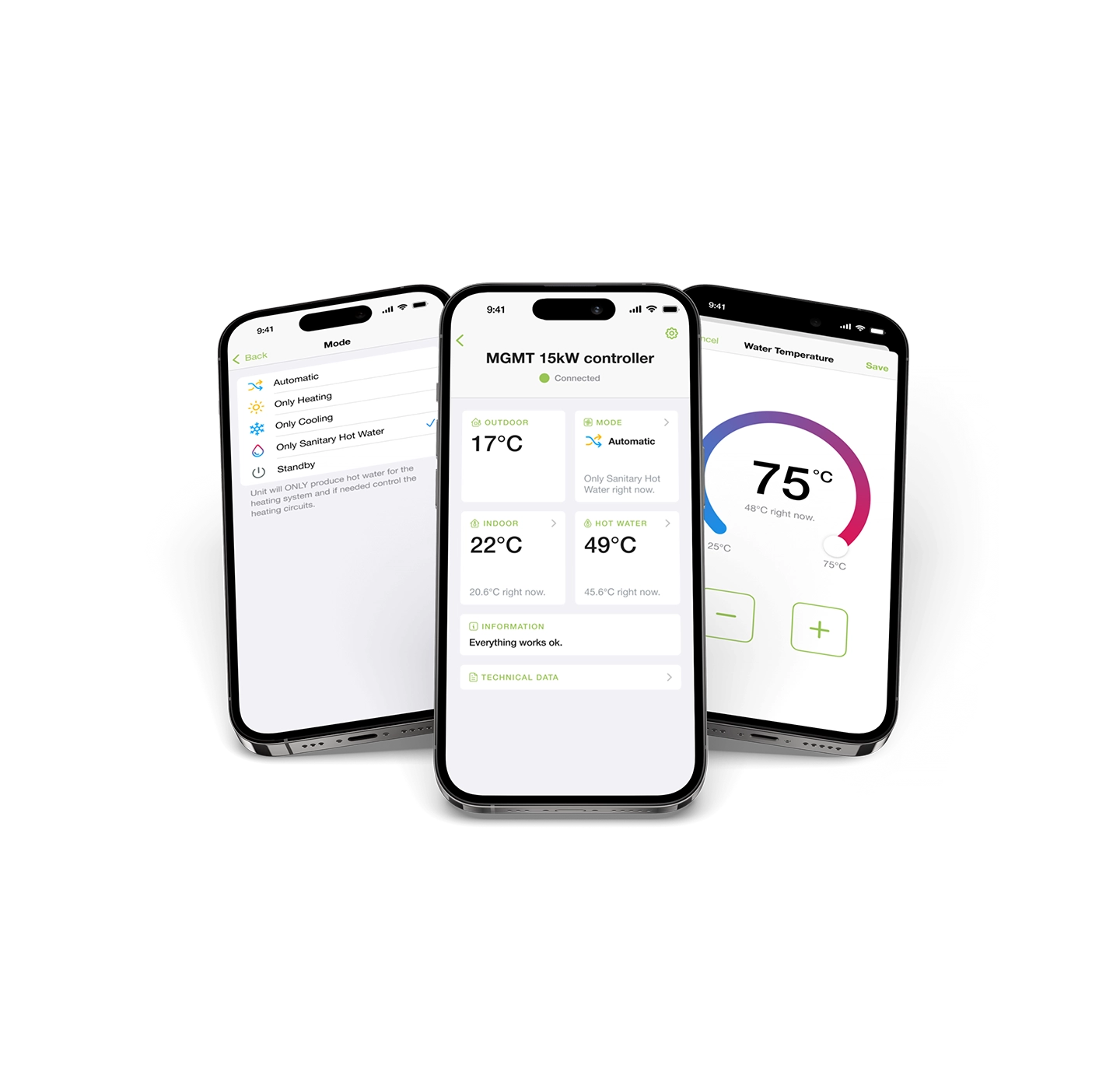 User app for the R32 series displayed on smartphone screens.